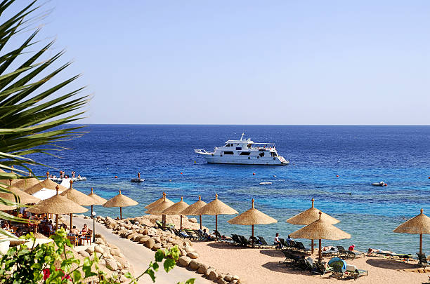 Exotic beach  at the Red Sea,Naama Bay,Sharm El Sheikh,Egypt.